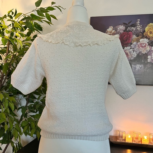 Herman Geist Knit Sweater with Lace Collar - Picture 2 of 4